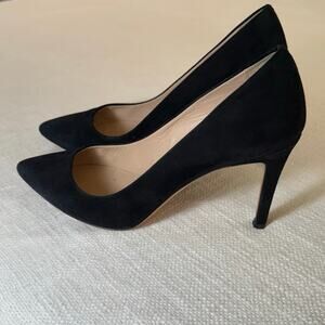 J.Crew Black Suede Pointed Toe Pumps • Made in Italy • Size 10 • Classic Heel